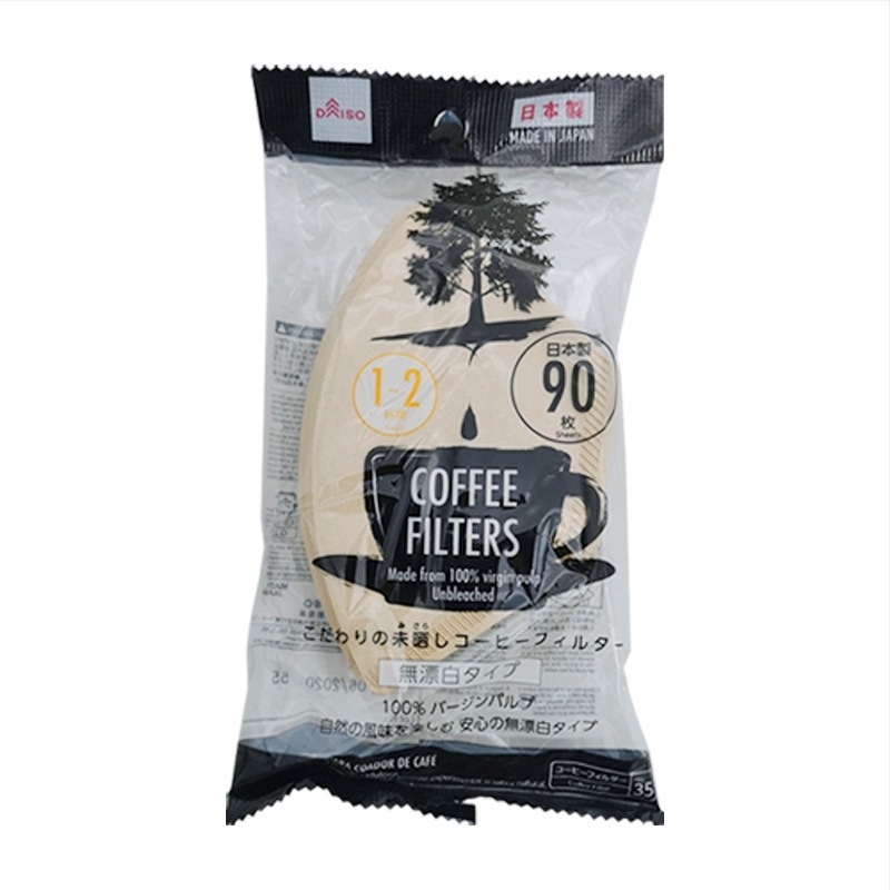 Daiso kávéfilterpapír fehérítés nélkül, 90 db, természetes fa színű