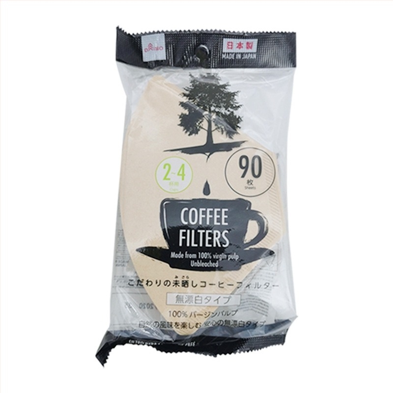 Daiso kávéfilterpapír fehérítés nélkül, 90 db, természetes fa színű
