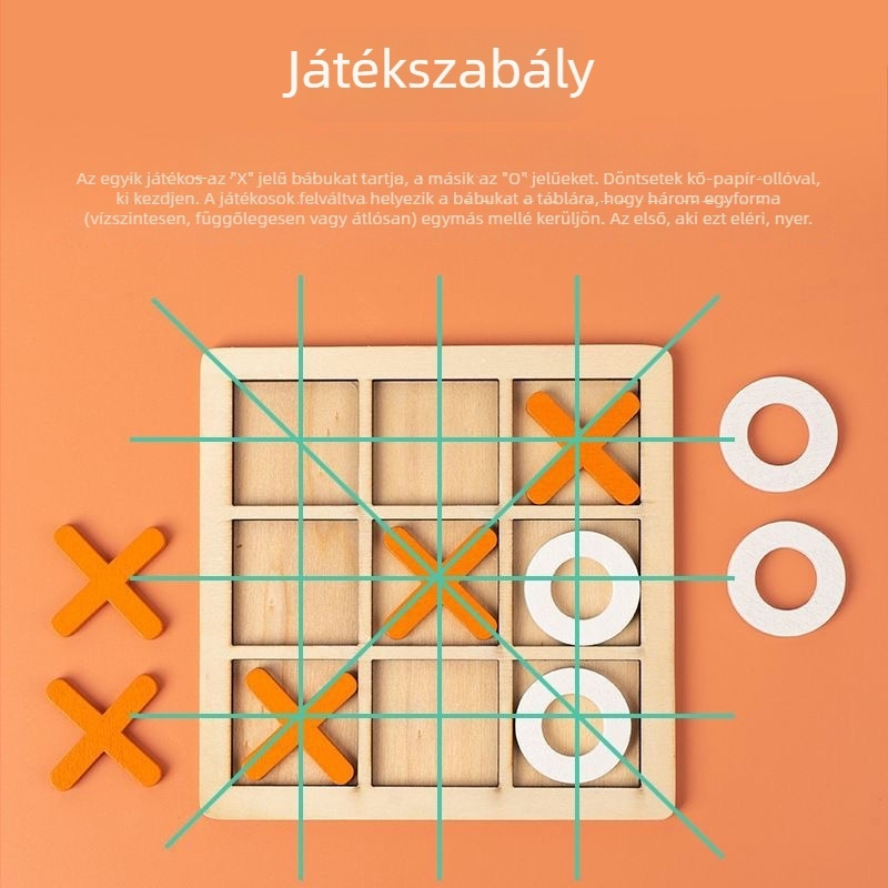 Két játékos fa Tic-Tac-Toe asztali játék szülő–gyermek interakcióhoz