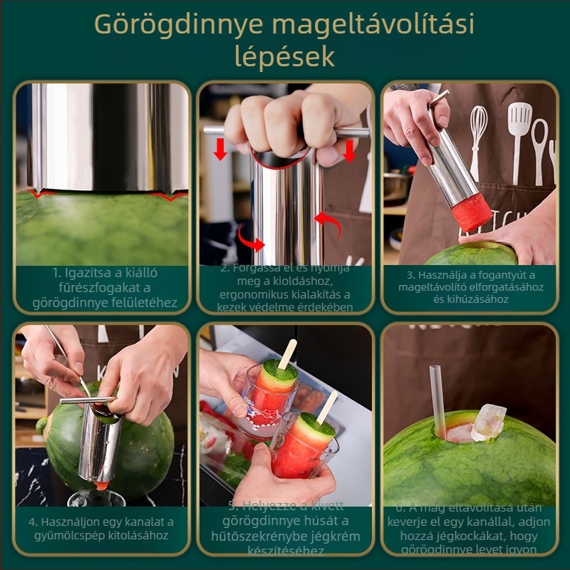 304 rozsdamentes acél dinnyekoroló és lyuknyitó eszköz