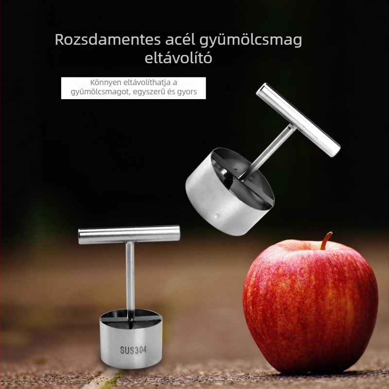 Rozsdamentes acél gyümölcscorer – alma és körte számára, magkivágó és gyümölcs szeletelő