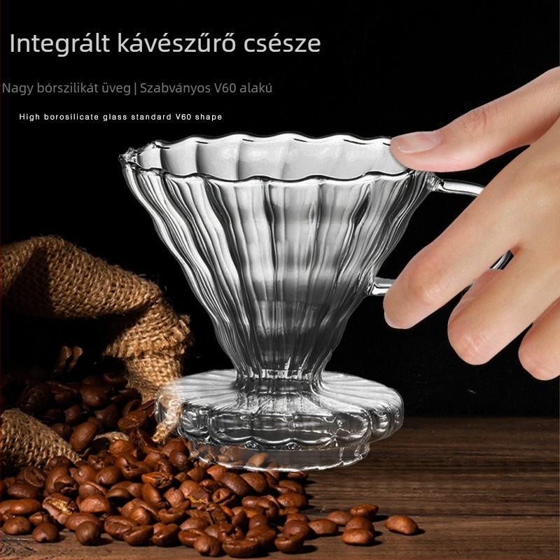 Üveg kávéfőző beépített szűrővel, kézi készítéshez