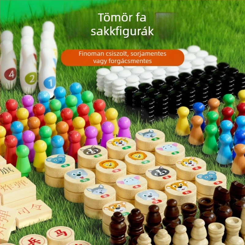 Örömteli Bölcsesség Erdő – Minden egyben társasjáték: repülő sakk, Gomoku és kínai sakk gyerekeknek 6–12 éves