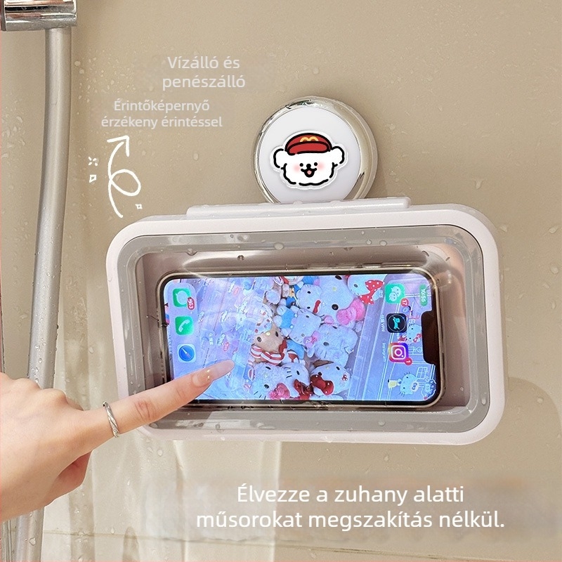 Vákuumos telefon tartó a fürdőszobában, vízálló telefontok, falra szerelhető fürdőszobai tároló