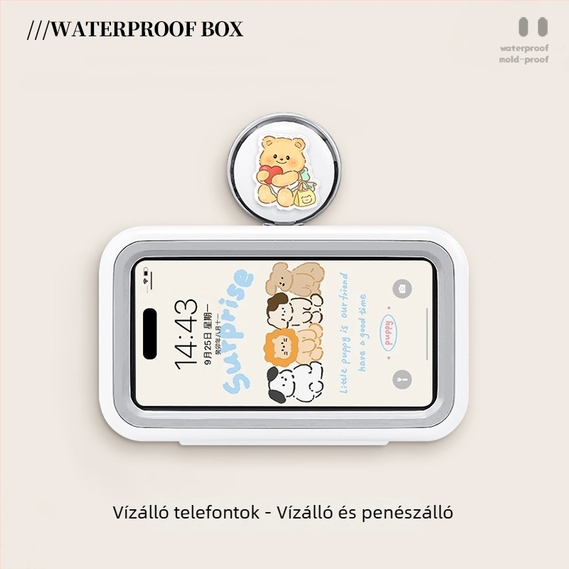 Vákuumos telefon tartó a fürdőszobában, vízálló telefontok, falra szerelhető fürdőszobai tároló