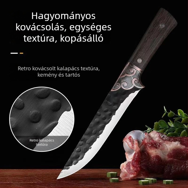 Multifunkcionális konyhai kés hús csontozására és gyümölcsök hámozására, texturált nyéllel és éles pengével