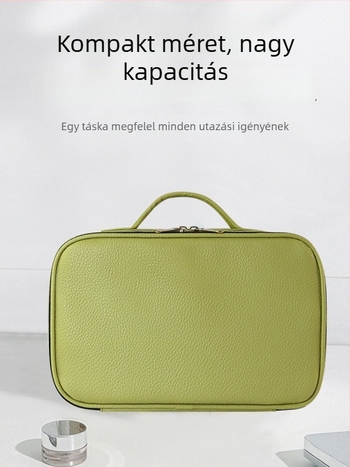Puha kozmetikai táska ultra nagy kapacitással, vízálló, bőrápolási és higiéniai termékek rendezője, hordozható fogantyúval, női utazótáska, Licsi mintázat