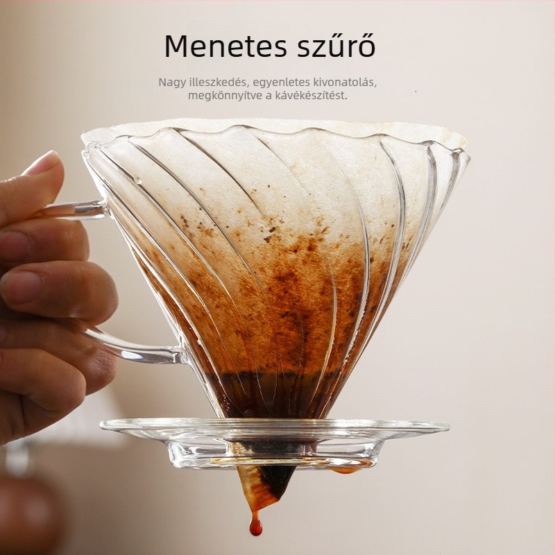 Five Housework boroszilikát üveg pour-over kávéfőző szűrő beépített kancsóval