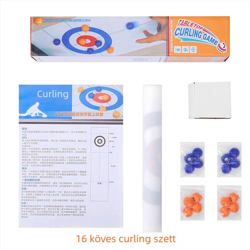 Gyerekeknek szóló oktató asztali curling játék — interaktív családi játék szülő-gyermek részére, mini curling társasjáték