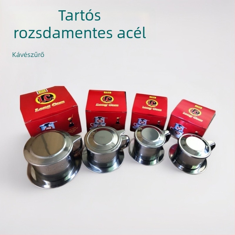 Rozsdamentes acélból készült csepegtető kávéfőző, újrahasználható fém szűrővel