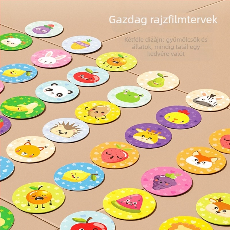 Gyermekek számára oktató társasjáték memória, gyümölcs- és állat-párosítás, családi interaktív játék