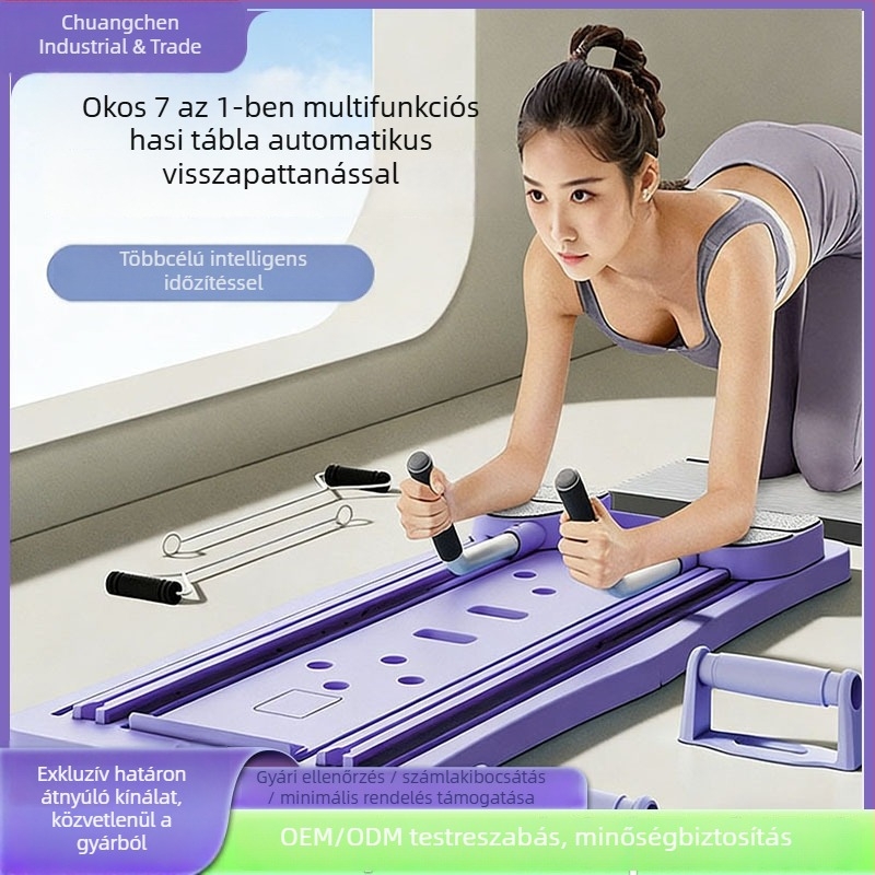 Összecsukható tolódzkodó deszka haskerékkel és automatikus visszatéréssel – többfunkciós fitnesz deszka