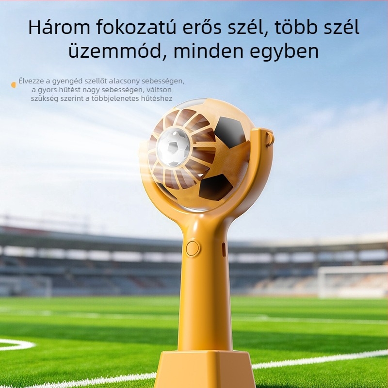 Futball-labda formájú kézi asztali ventilátor nyakpánttal, halk mini ventilátor nagy kapacitású beépített akkumulátorral és logónyomás