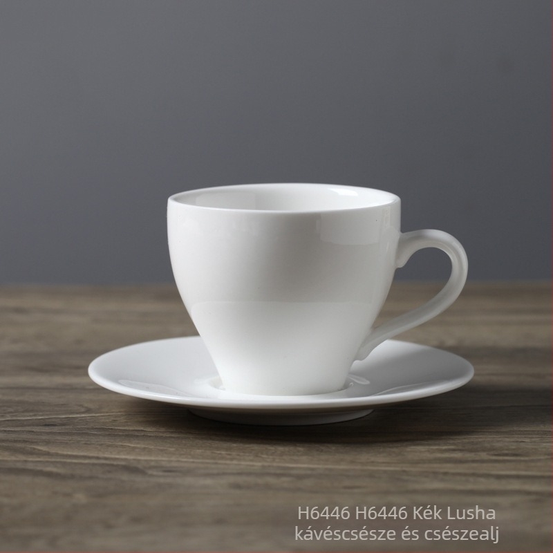 Porcelán kávéscsésze és aljával készlet, fehér, európai minimalista stílusú latte kávéscsésze, testreszabható logóval
