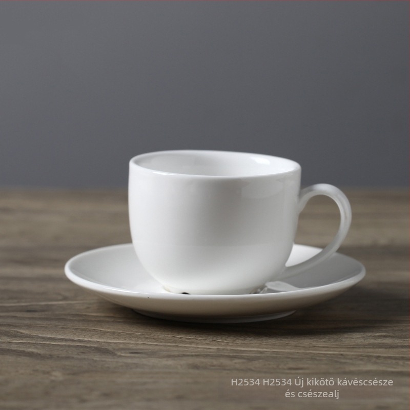 Porcelán kávéscsésze és aljával készlet, fehér, európai minimalista stílusú latte kávéscsésze, testreszabható logóval