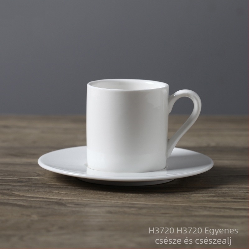 Porcelán kávéscsésze és aljával készlet, fehér, európai minimalista stílusú latte kávéscsésze, testreszabható logóval