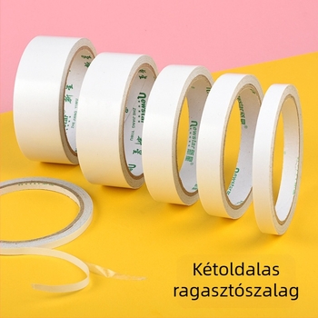 Erőteljes kétoldalas ragasztószalag kézműves projektekhez, pamut alapú, 10 m tekercs, szélességek 0,5–2,0 cm