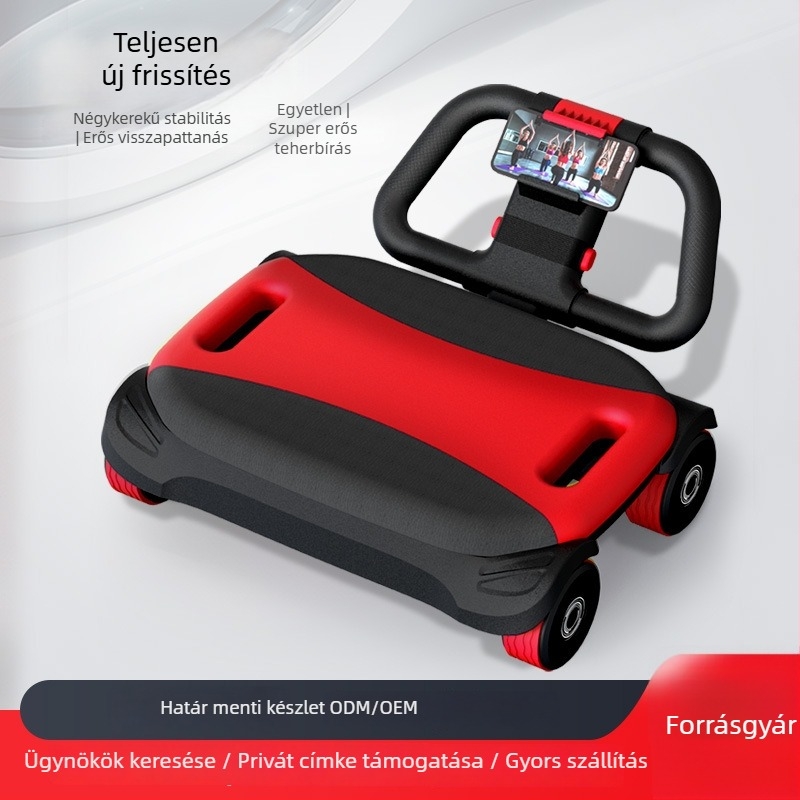 Négykerekű hasizom görgő automatikus visszahúzódással, otthoni edzéshez, hasizom-erősítéshez