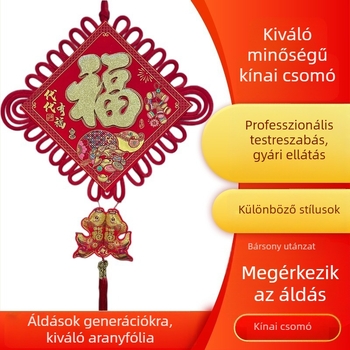 3D szerencsejel és kínai csomó – luxus falidekor a nappaliba és az előszobába, nagy béke csomó