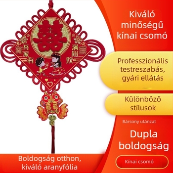 3D szerencsejel és kínai csomó – luxus falidekor a nappaliba és az előszobába, nagy béke csomó