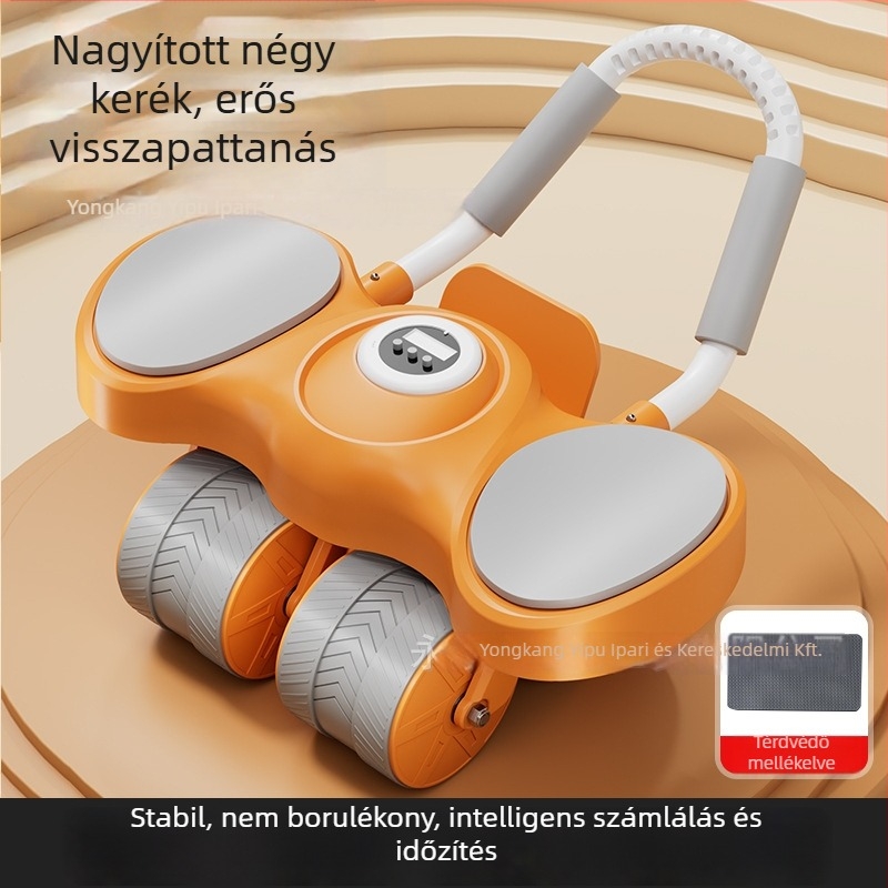 Négykerekű hasizom görgő automatikus visszahúzással, férfiak és nők számára, otthoni edzéshez