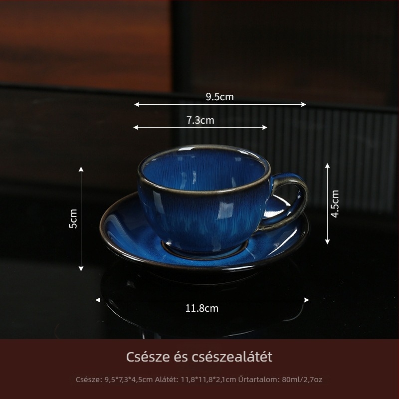 Kiln-által sütött kerámia kávéscsésze és alátét szett, retro délutáni latte stílusban, hőálló és mosogatógépben mosható.
