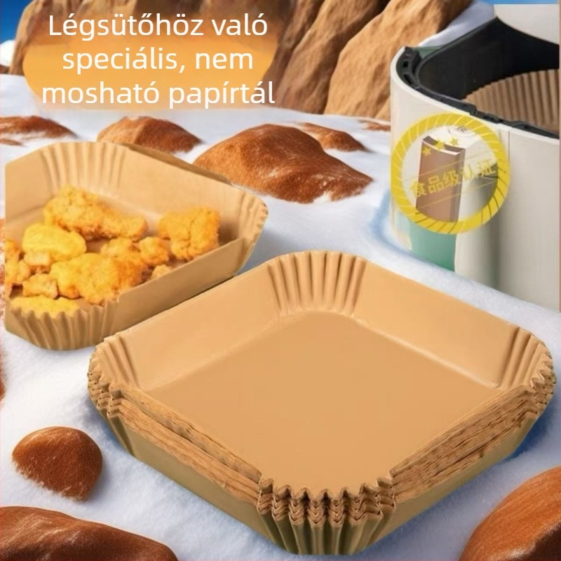Air Fryer papírtányér – olajfelszívó, vastított, hőálló, élelmiszer-minőségű Kraftpapír