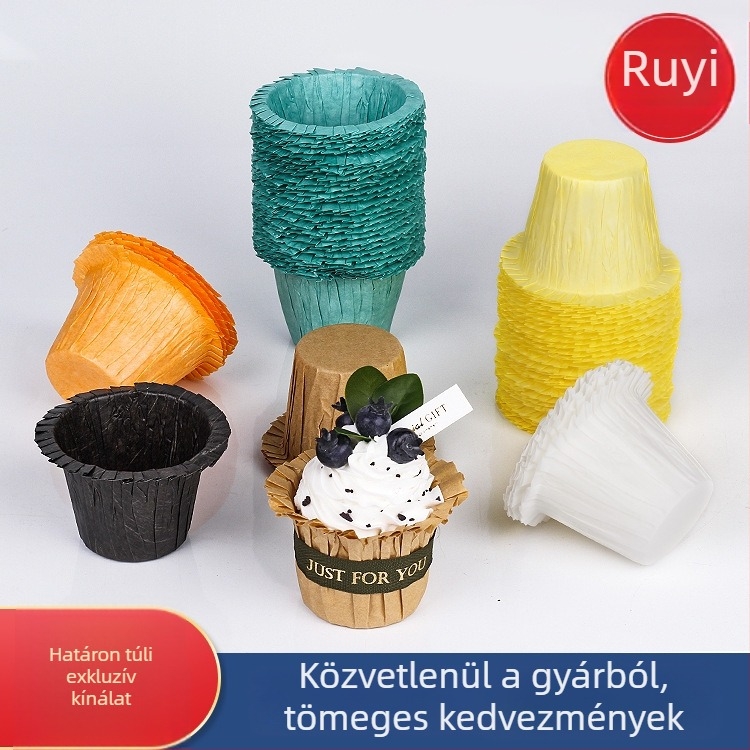 Zsírmentes sütőpapír muffinformák kalap alakú peremmel, kör alakú formák sütéshez otthon