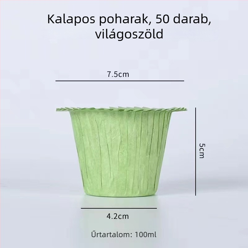 Zsírmentes sütőpapír muffinformák kalap alakú peremmel, kör alakú formák sütéshez otthon