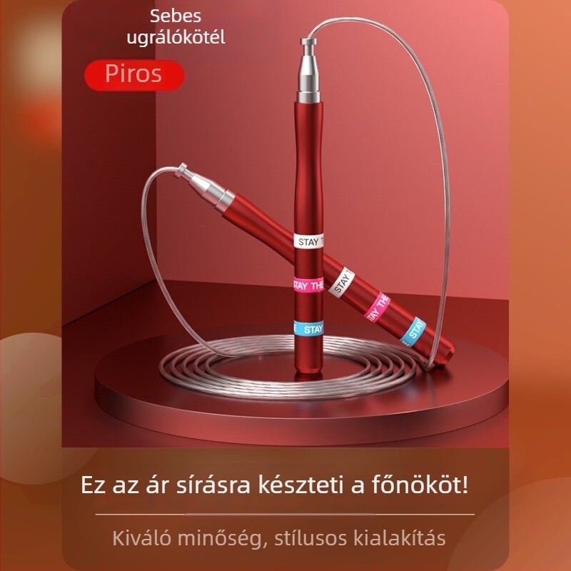 Állítható acélsodronyos ugrókötél, dupla csapágyakkal, önzáró mechanizmussal, 3 m hosszú, felnőtt edzésre és zsírégetésre