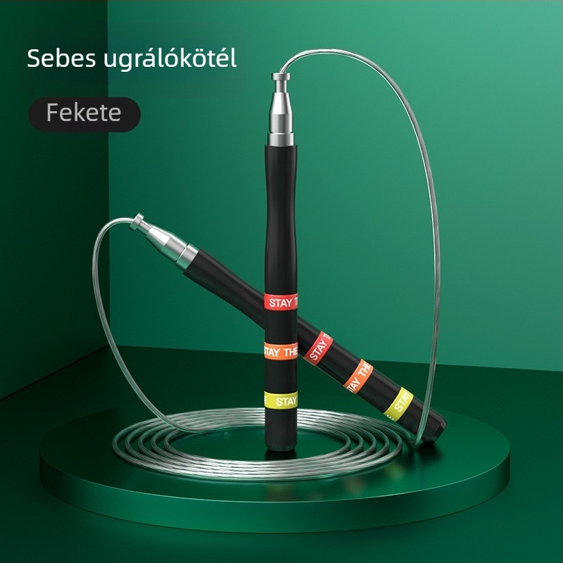 Állítható acélsodronyos ugrókötél, dupla csapágyakkal, önzáró mechanizmussal, 3 m hosszú, felnőtt edzésre és zsírégetésre