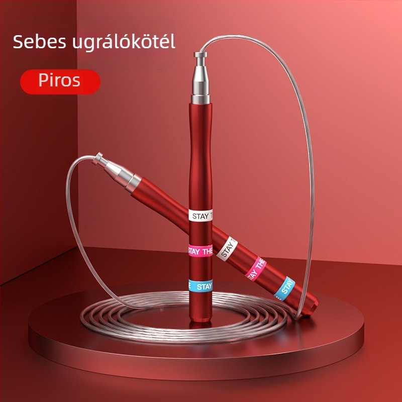 Állítható acélsodronyos ugrókötél, dupla csapágyakkal, önzáró mechanizmussal, 3 m hosszú, felnőtt edzésre és zsírégetésre