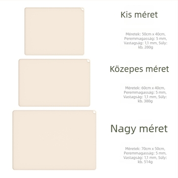Élelmiszer-minőségű szilikon dagasztó alátét, nagy méretű, személyre szabott logóval, vastagodott és magasított éllel, konyhai sütéshez és tésztagyúráshoz.