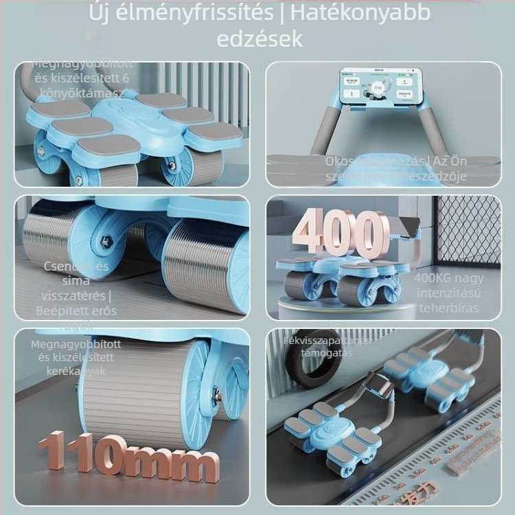 Automatikus visszaforduló hasi görgő a hasizmok edzéséhez, négykerekes hasi görgő, fitnesz eszköz