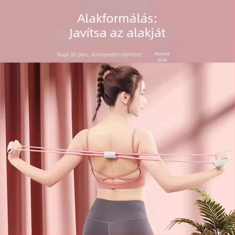 Hátfeszítő – váll- és nyaknyújtás, otthoni jóga és pilateshez, elasztikus ellenállás szalag