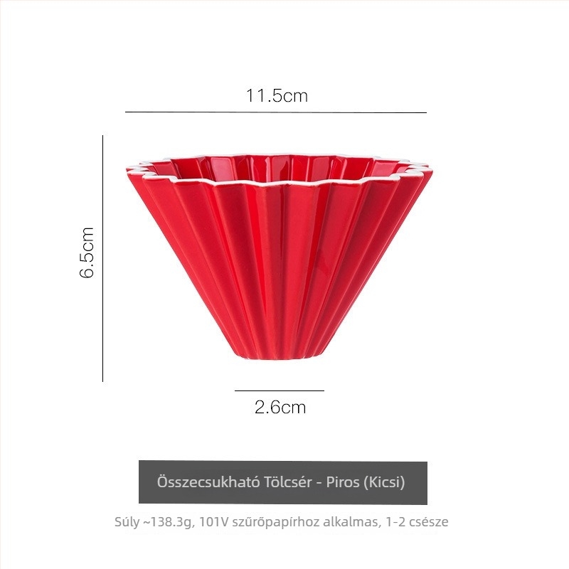 Kézi készítésű káveszűrő készlet, V60 torta alakú origami szűrőkkel és kerámia csepegtető kannával
