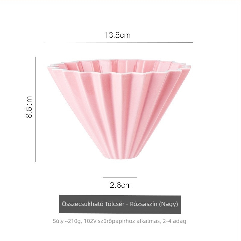 Kézi készítésű káveszűrő készlet, V60 torta alakú origami szűrőkkel és kerámia csepegtető kannával