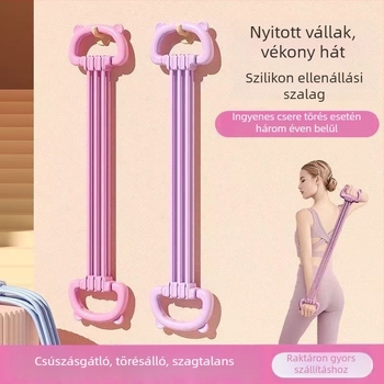 Hatfokozat, állítható nyolcas alakú húzórendszer vállnyitásra és mellkasnyitásra, ellenállás szalaggal hát-edzéshez, pilateshez és jóga