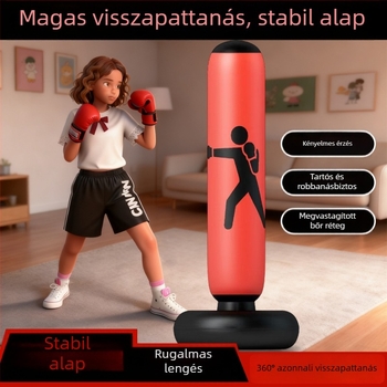 Otthoni használatra: álló boxmanek gyerekeknek, vastagított anyagból, felfújható edzészsák, vízzel töltött célponttal az edzéshez és a stressz levezetéséhez
