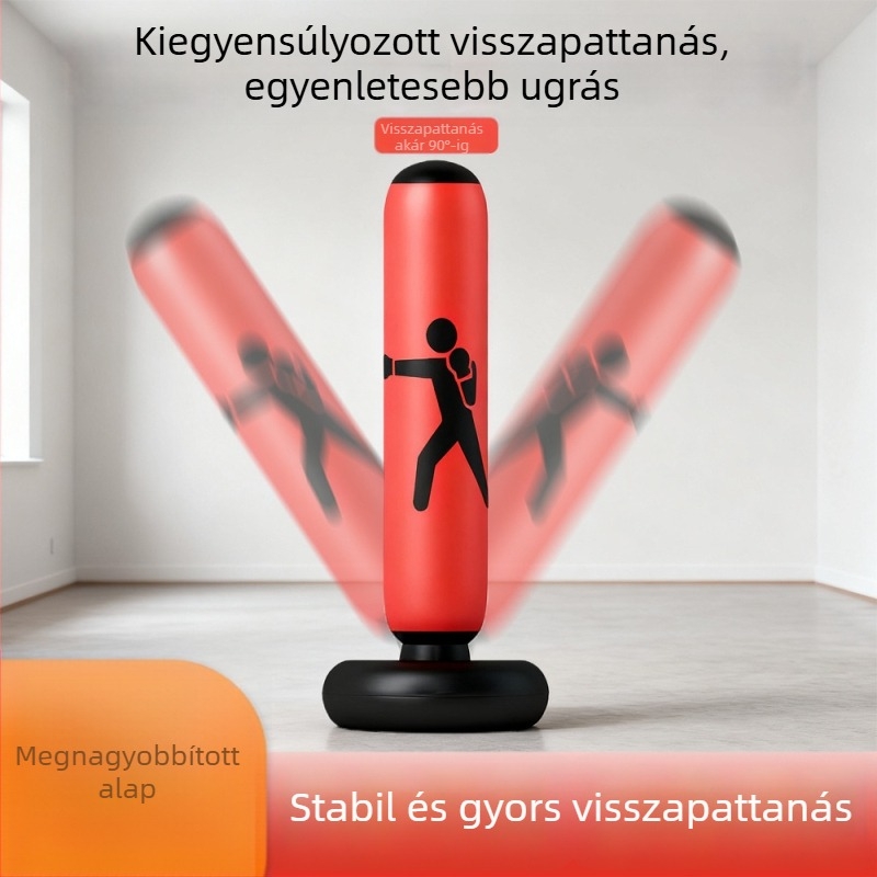Otthoni használatra: álló boxmanek gyerekeknek, vastagított anyagból, felfújható edzészsák, vízzel töltött célponttal az edzéshez és a stressz levezetéséhez