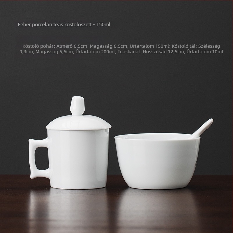 Fehér porcelán teakeverő pohárkészlet, nemzeti szabvány szerint, három darab, professzionális értékelés, logóval