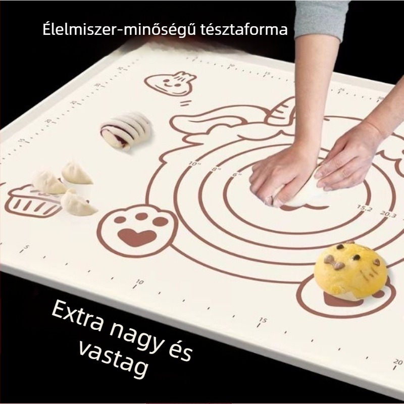 Szilikon gyúró- és nyújtómatrac, vastag, tészták nyújtásához és sütéséhez, élelmiszer-minőség, csúszásmentes, rajzfilm mintával