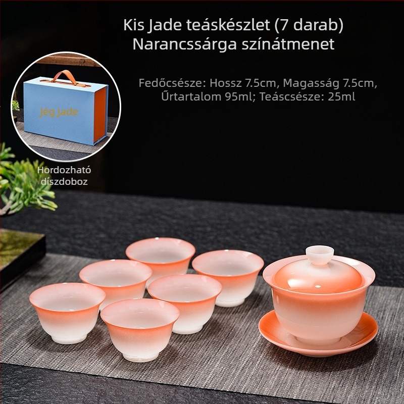 Kung-fu teáskészlet gaiwannal és teáscsészékkel, kerámia otthoni teafőzéshez, gradient színű teáscsésze készlet