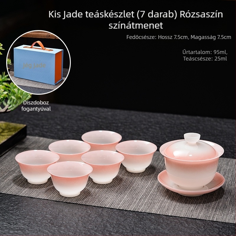 Kung-fu teáskészlet gaiwannal és teáscsészékkel, kerámia otthoni teafőzéshez, gradient színű teáscsésze készlet
