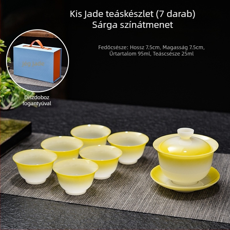 Kung-fu teáskészlet gaiwannal és teáscsészékkel, kerámia otthoni teafőzéshez, gradient színű teáscsésze készlet