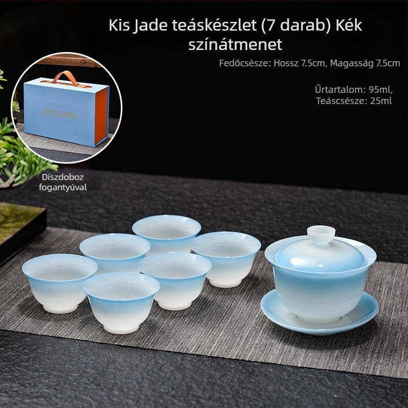 Kung-fu teáskészlet gaiwannal és teáscsészékkel, kerámia otthoni teafőzéshez, gradient színű teáscsésze készlet