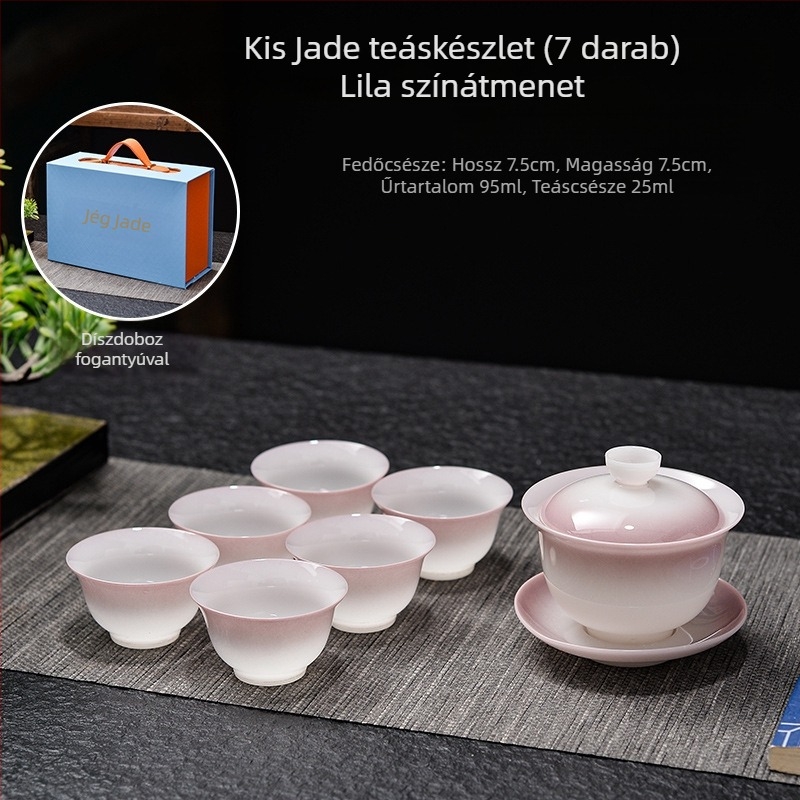 Kung-fu teáskészlet gaiwannal és teáscsészékkel, kerámia otthoni teafőzéshez, gradient színű teáscsésze készlet