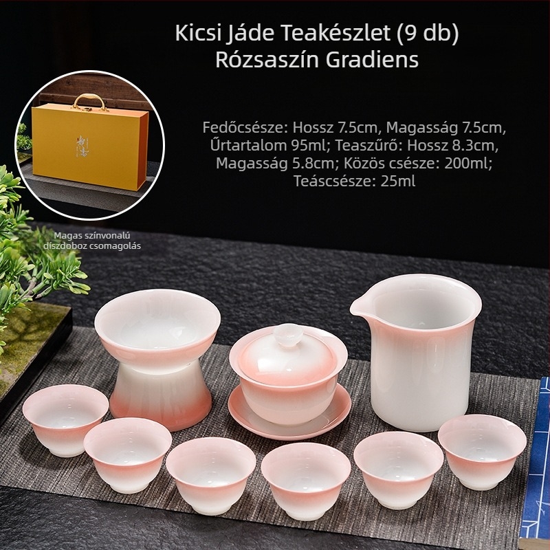Kung-fu teáskészlet gaiwannal és teáscsészékkel, kerámia otthoni teafőzéshez, gradient színű teáscsésze készlet