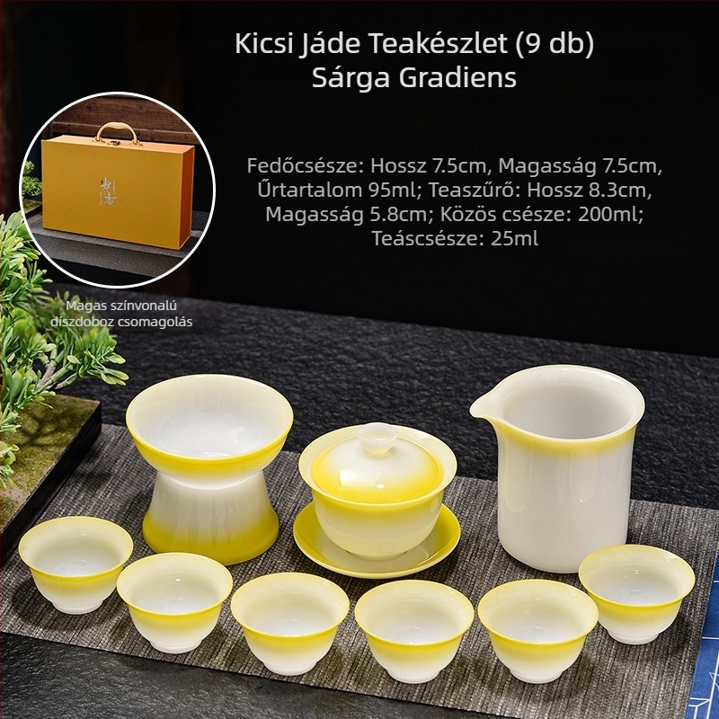 Kung-fu teáskészlet gaiwannal és teáscsészékkel, kerámia otthoni teafőzéshez, gradient színű teáscsésze készlet