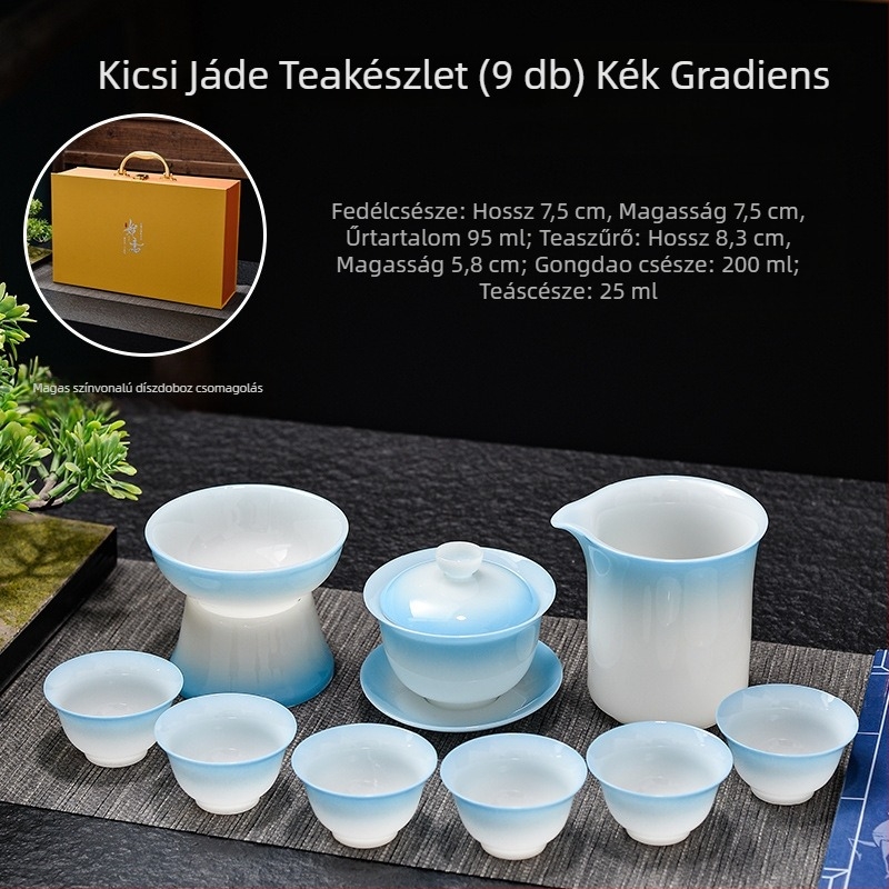 Kung-fu teáskészlet gaiwannal és teáscsészékkel, kerámia otthoni teafőzéshez, gradient színű teáscsésze készlet